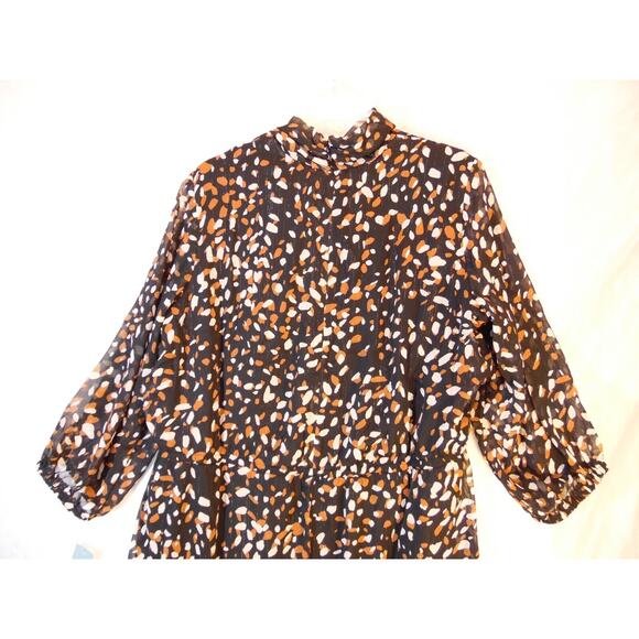 NWT London Times Dress Womens 16W Multi Tie Neck Chiffon Fit‎ & Flare Midi $130 - Picture 12 of 13